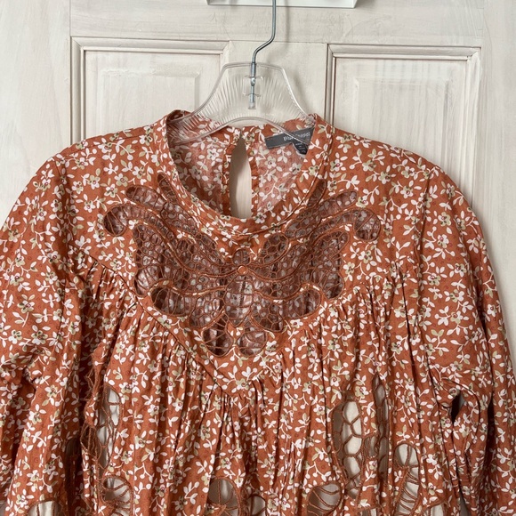 Anthropologie Blue Tassel blouse embroidered XS - Picture 3 of 5